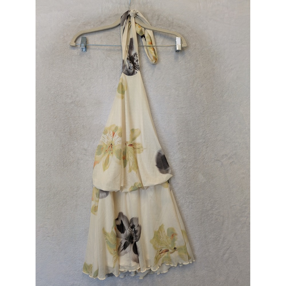 SHEIN Romper Women's XS‎ Cream Floral Halter Backless Boho Summer Sleeveless